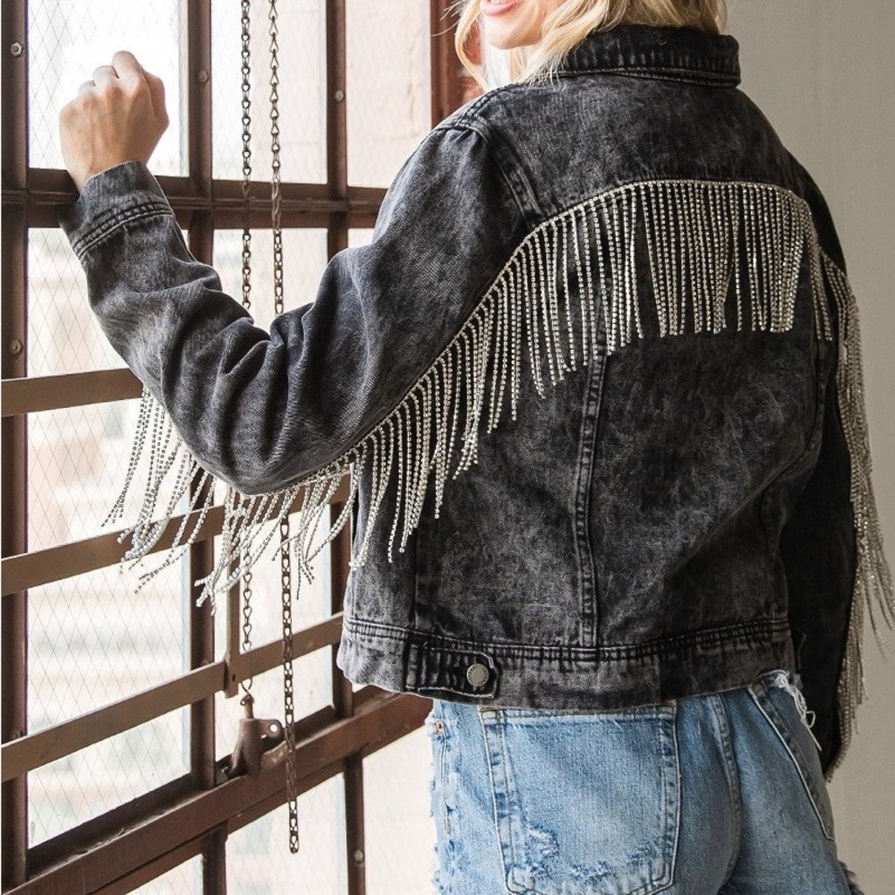 Rhinestone Jean Jacket by VERVET by Flying Monkey - Picture 3 of 4